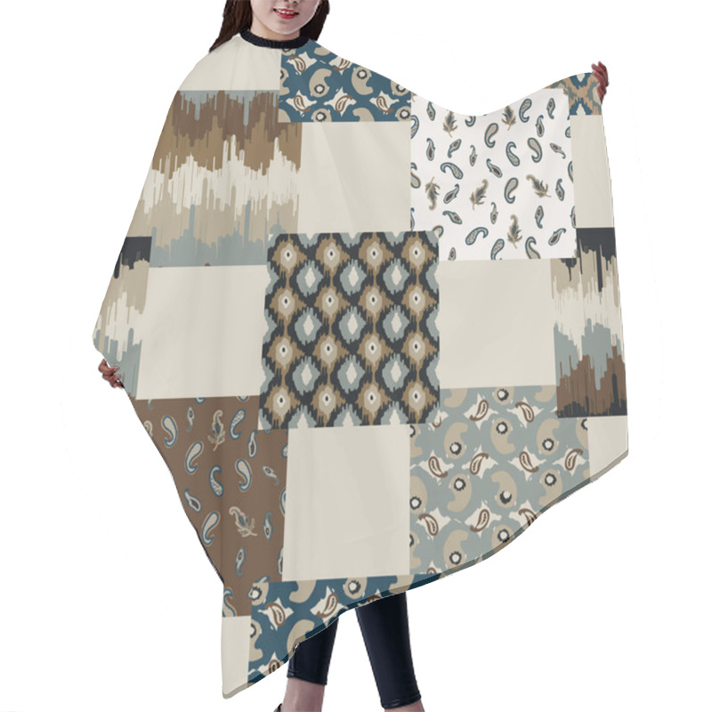 Personality  Seamless Pattern With Abstract Patchwork  Texture Hair Cutting Cape