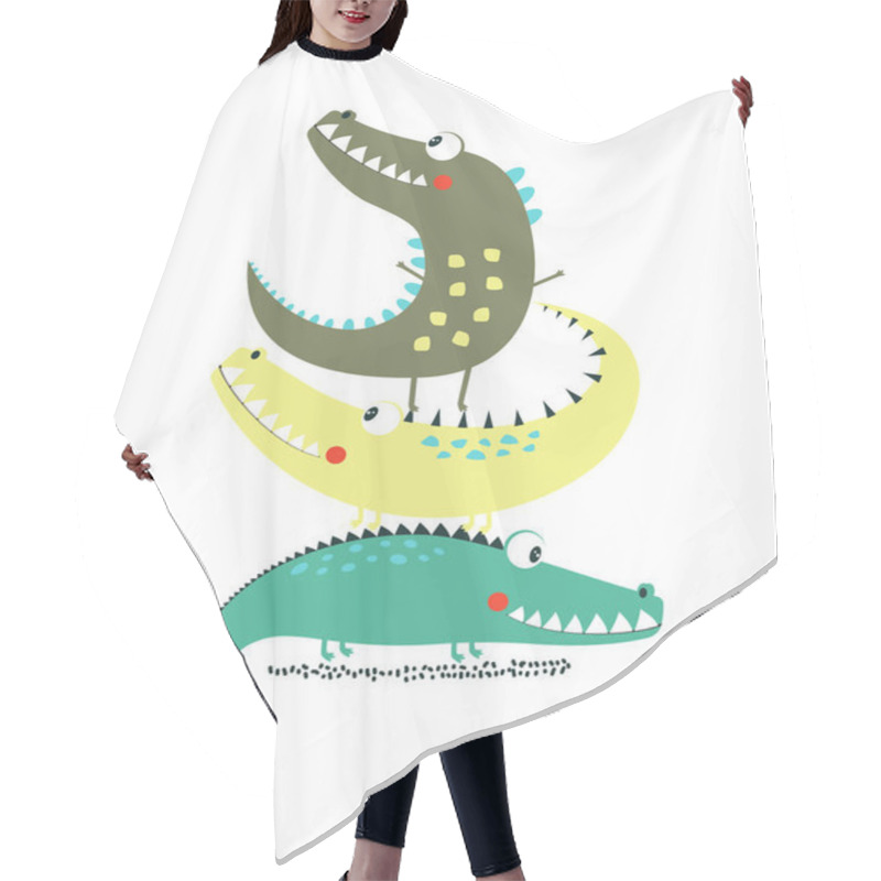 Personality  Cartoon Crocodile Print Hair Cutting Cape