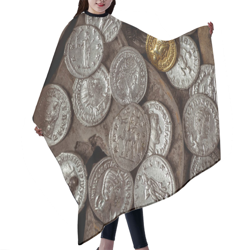 Personality  Ancient Coin Of The Roman Empire. Hair Cutting Cape