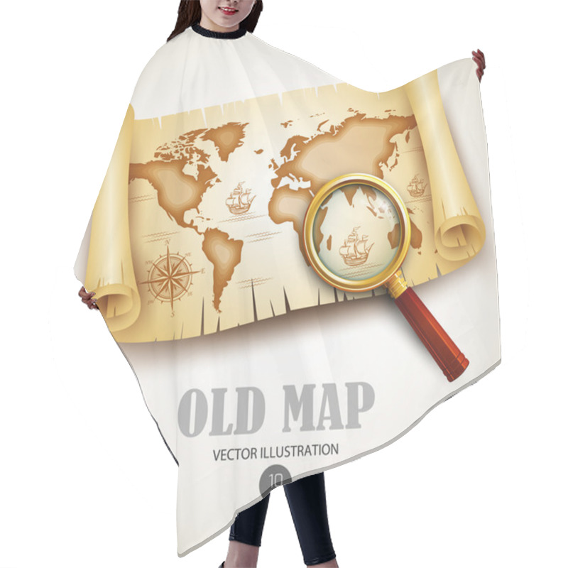 Personality  Old Map. Vector Illustration Hair Cutting Cape