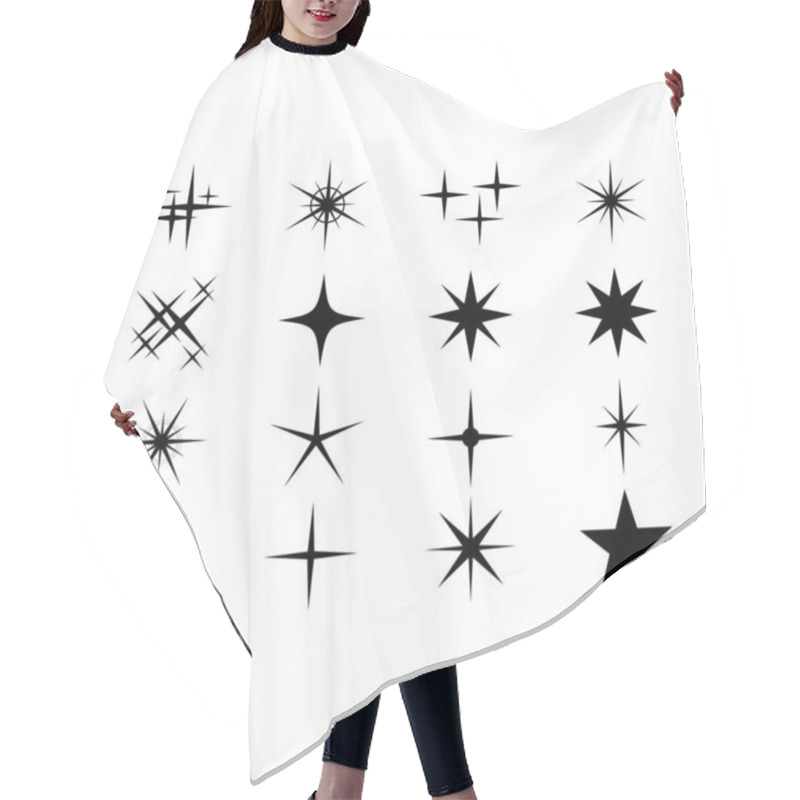 Personality  Twinkling Star Set Isolated On White Background. Vector Illustration Minimal Sparkles Isolated On White. Star Symbols. Hair Cutting Cape