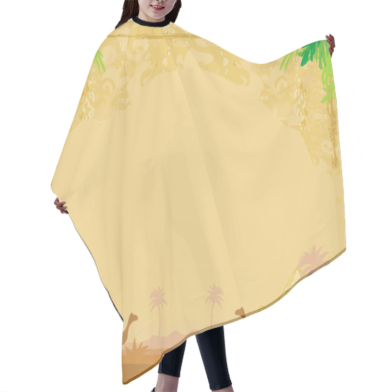 Personality  Camel Caravan In Wild Africa - Abstract Grunge Frame Hair Cutting Cape