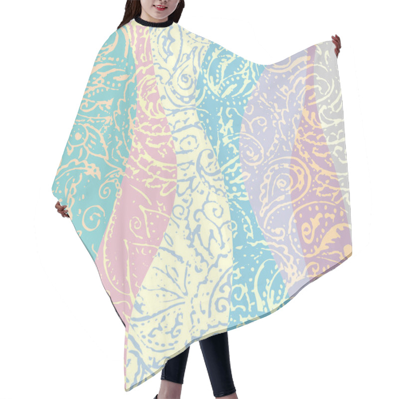 Personality  Grunge Paisley Pattern In Collage Patchwork Style. Hair Cutting Cape