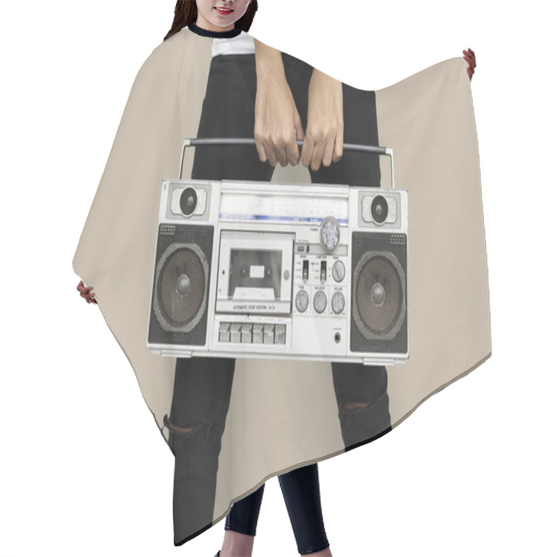 Personality  Person Holding Old Retro Radio Hair Cutting Cape