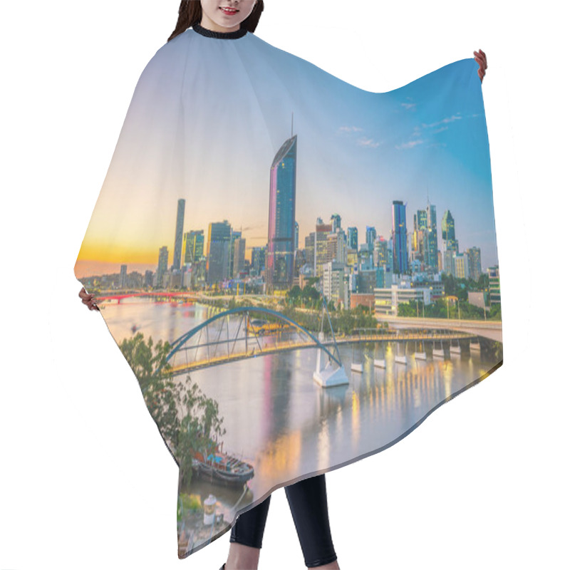 Personality  Brisbane City Skyline And Brisbane River At Twilight In Australia Hair Cutting Cape