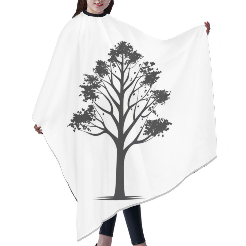 Personality  Elegant Silhouette Of A Tree With Intricate Branches And Leaves. Hair Cutting Cape