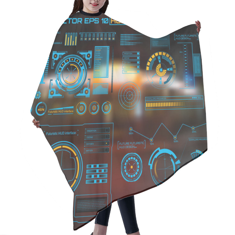 Personality  Abstract Future, Concept Vector Futuristic Blue Virtual Graphic Touch User Interface HUD. For Web, Site, Mobile Applications Isolated On Black Background, Techno, Online Design, Business, Gui, Ui. Hair Cutting Cape