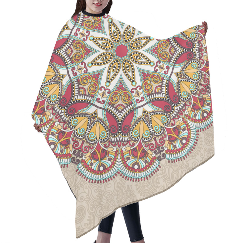 Personality  Floral Round Pattern In Ukrainian Oriental Ethnic Style For Your Hair Cutting Cape