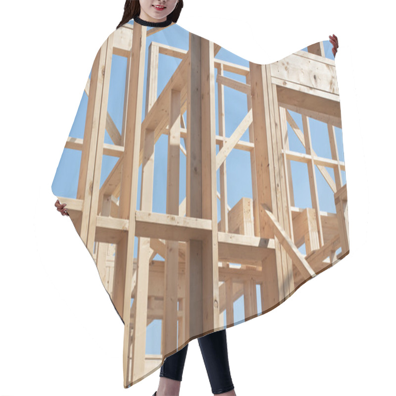 Personality  New Construction Of House, Framework. Hair Cutting Cape