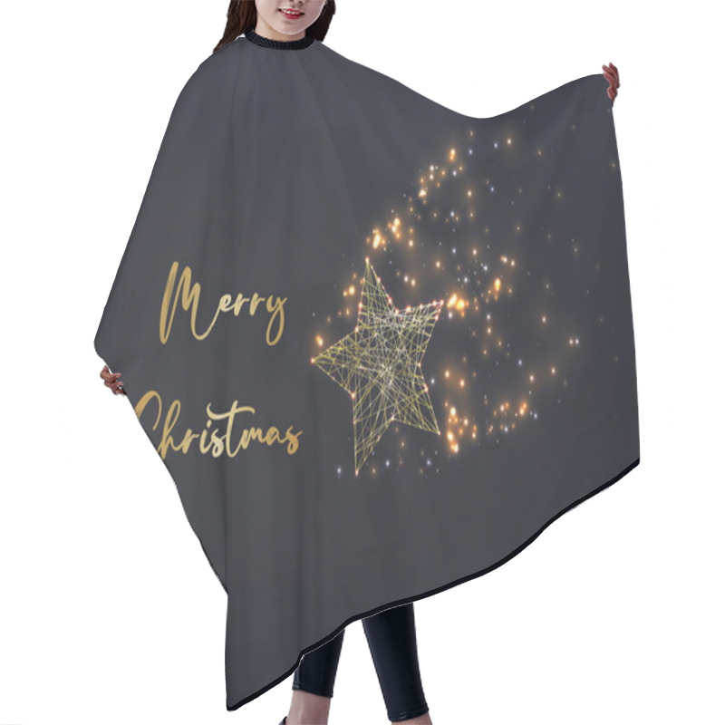 Personality  Merry Christmas Greeting Card Template With Golden Geometric Nativity Star On Black Background. Hair Cutting Cape