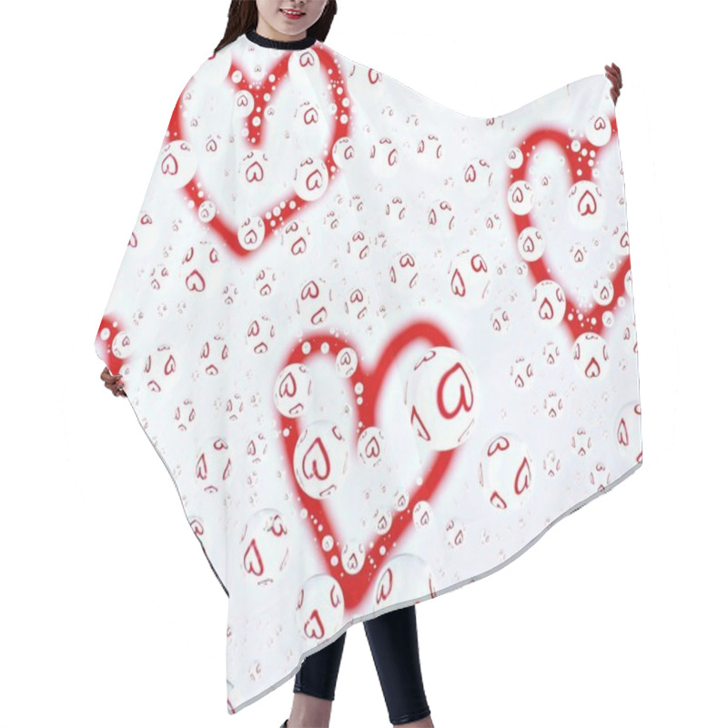 Personality  Red Hearts In Water Drops Hair Cutting Cape