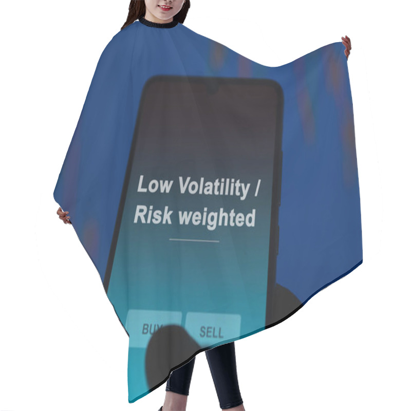 Personality  An Investor Analyzing The Low Volatility / Risk Weighted Etf Fund On A Screen. A Phone Shows The Prices Of Low Volatility / Risk Weighted Hair Cutting Cape