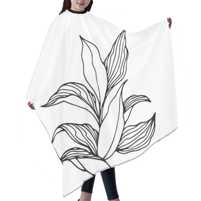 Personality  Tobacco Bush With Leaves, Agricultural Plant, Vector Illustration With Black Contour Lines Isolated On A White Background In The Style Of Doodle And Hand Drawn Hair Cutting Cape