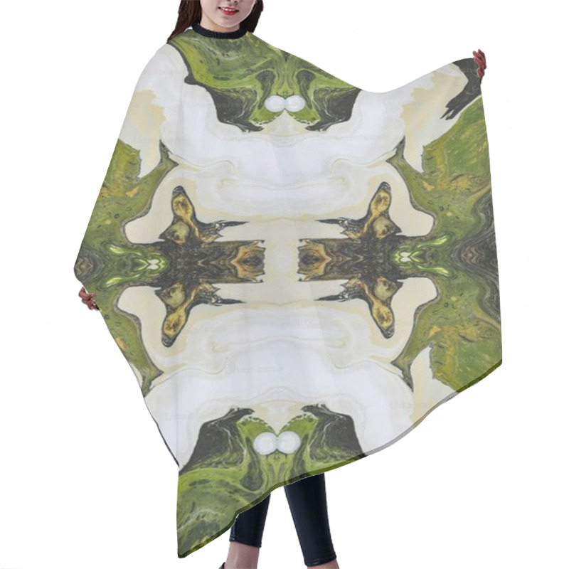 Personality  An Abstract Symmetrical Pattern With Green And White Swirls. Hair Cutting Cape