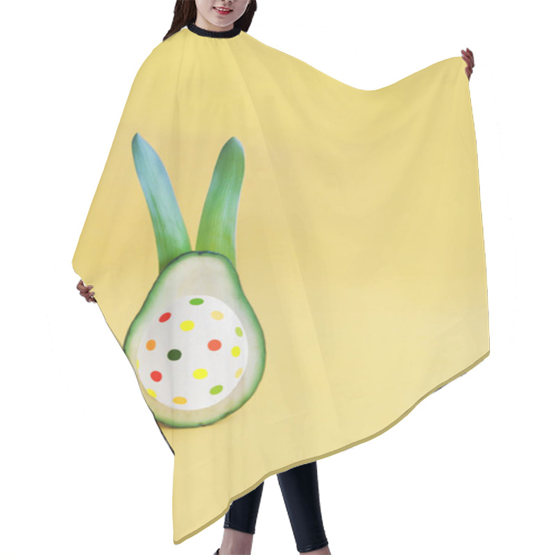 Personality  Traditional Holiday Decorative Theme For Vegetarian Easter. Creative Card Concept. Hair Cutting Cape