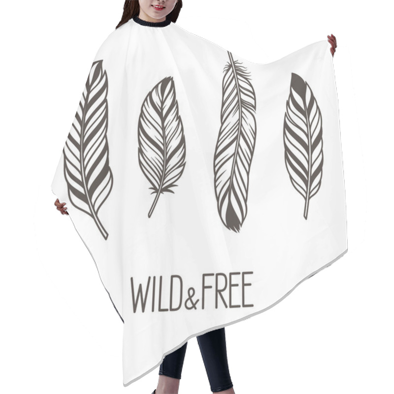 Personality  Feathers Set Hair Cutting Cape