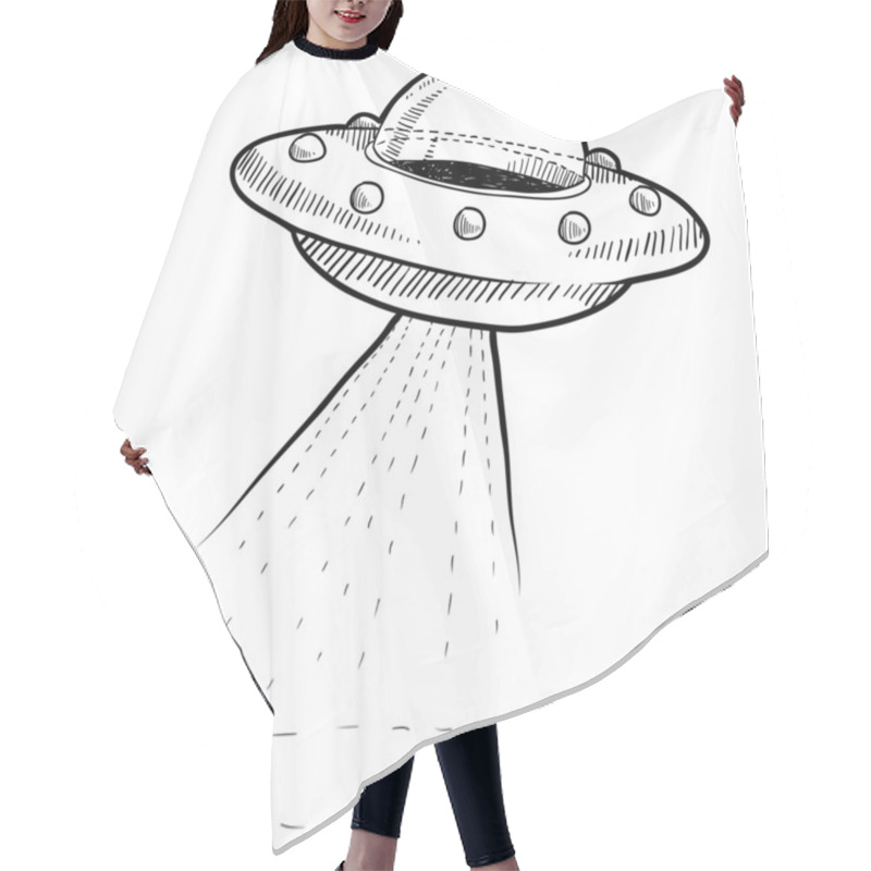 Personality  Retro Flying Saucer Sketch Hair Cutting Cape