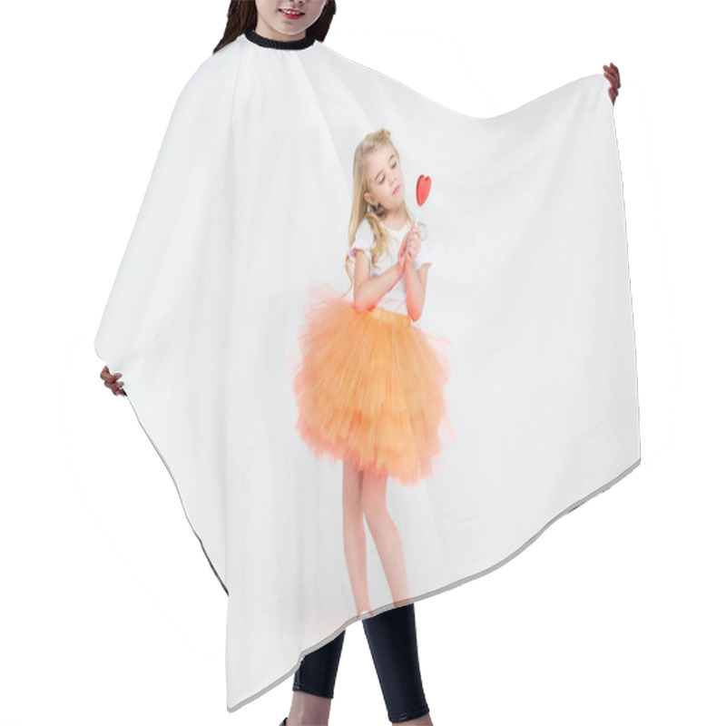 Personality  Girl With Heart Shaped Lollipop Hair Cutting Cape