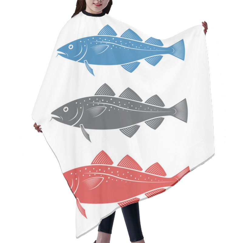 Personality  Cod Fish Vector Illustration On White Background Hair Cutting Cape