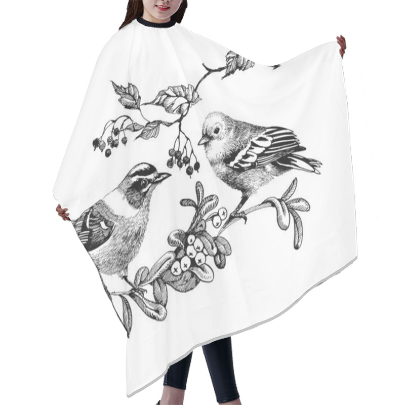 Personality  Birds On Twigs Illustration Hair Cutting Cape