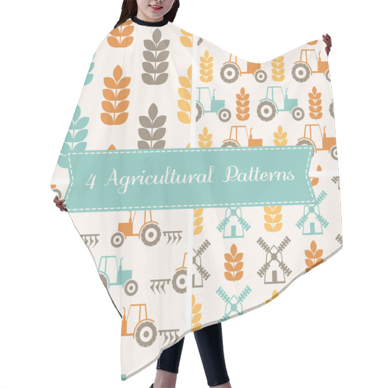 Personality  Vector Seamless Patterns On Agricultural Theme  Hair Cutting Cape