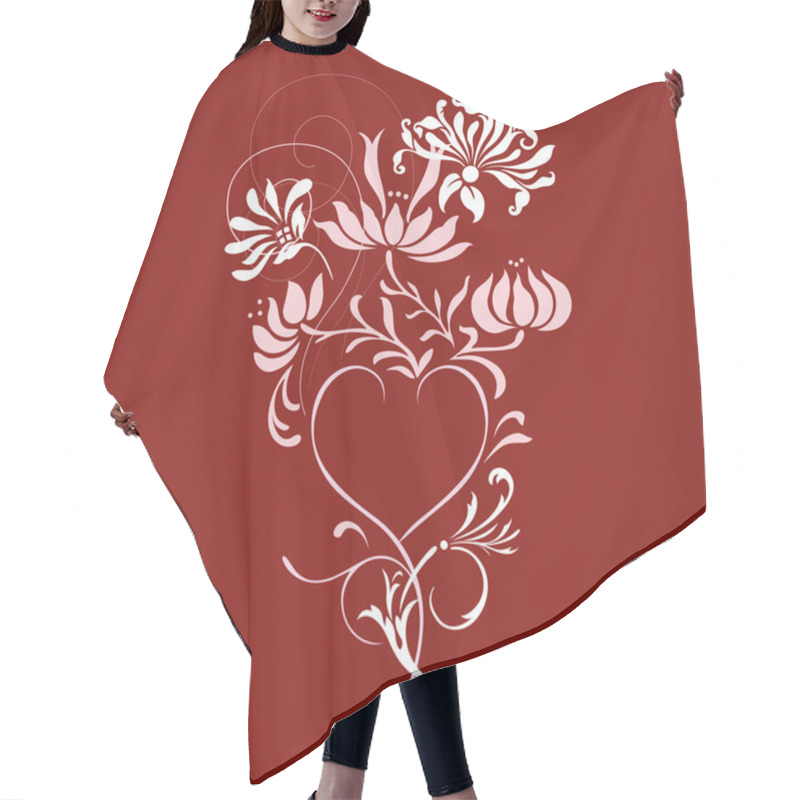 Personality  Red Heart With Filigree Ornament Hair Cutting Cape