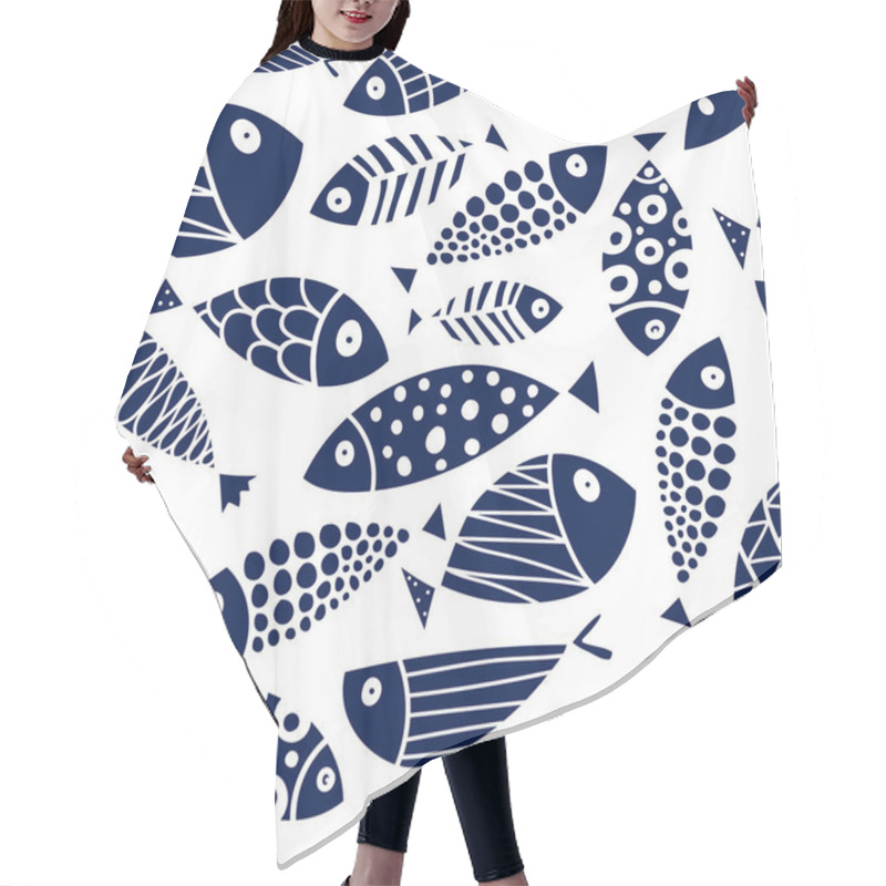 Personality  Cute Fish.  Kids Background. Seamless Pattern. Hair Cutting Cape