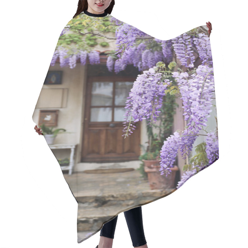 Personality  Cascading Purple Wisteria Vine Hair Cutting Cape