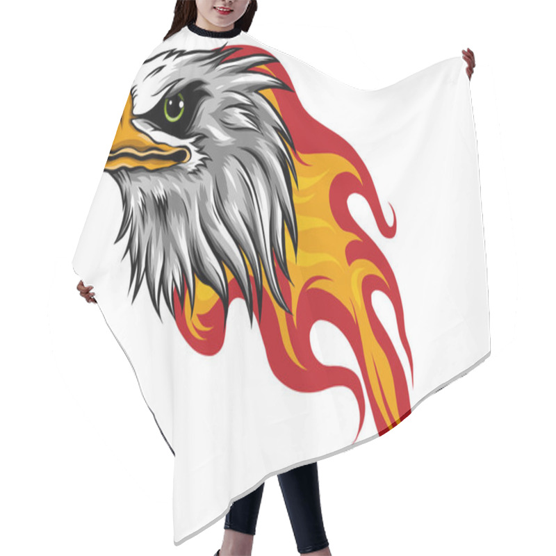 Personality  Eagle Head With Flames Vector Illustration Design Hair Cutting Cape