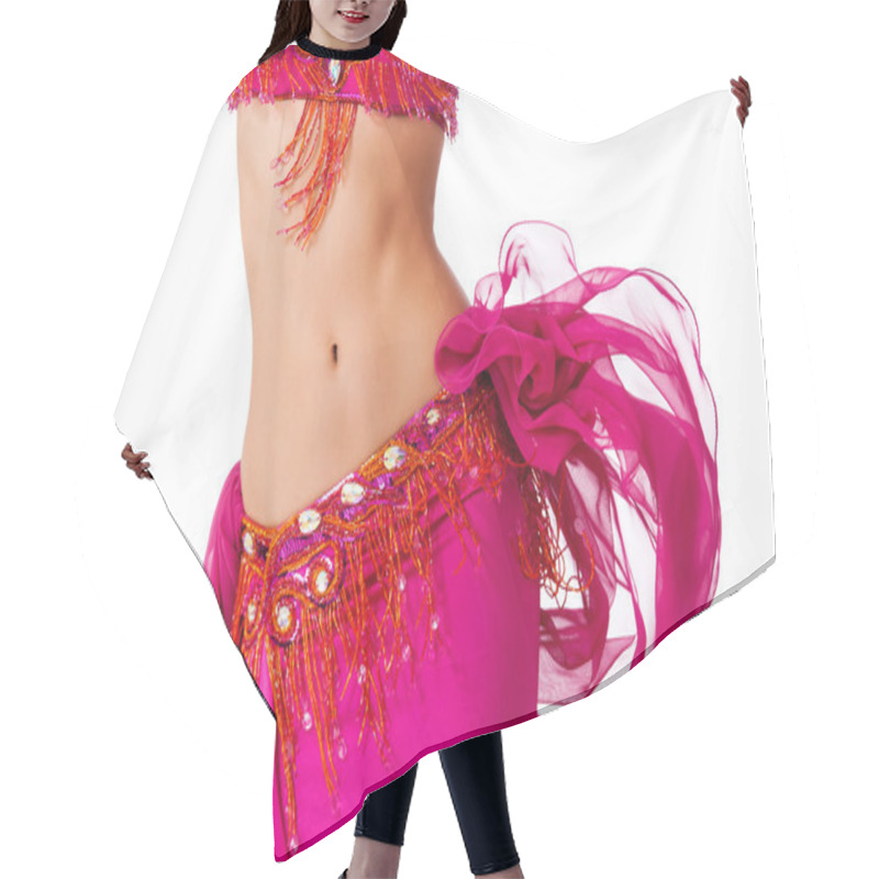 Personality  Torso Of A Female Belly Dancer Wearing A Hot Pink Costume Shaking Her Hips. Hair Cutting Cape