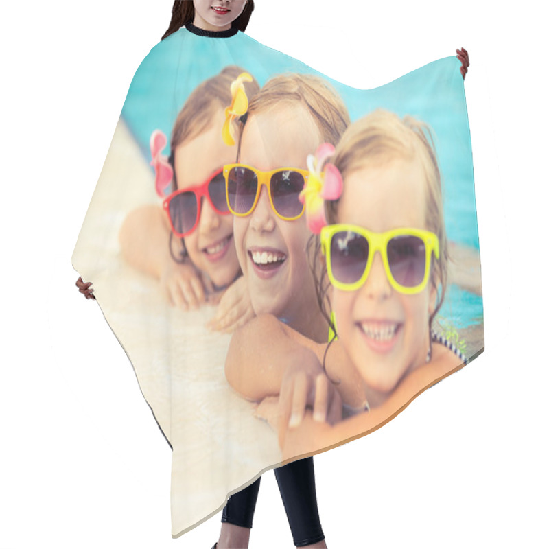 Personality  Happy Children In The Swimming Pool Hair Cutting Cape