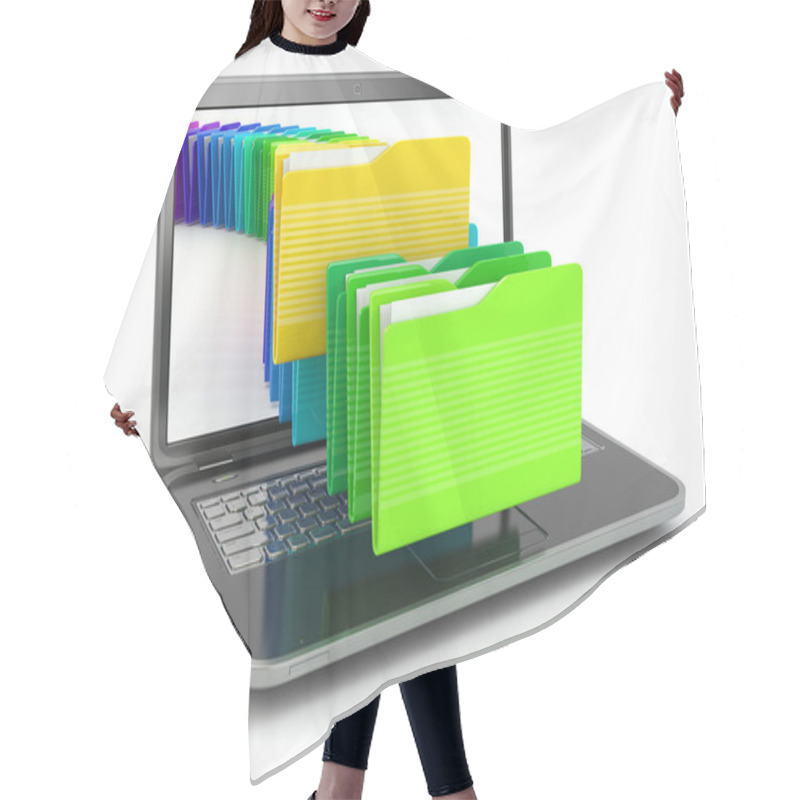 Personality  Laptop And Computer Files In Folders. Hair Cutting Cape