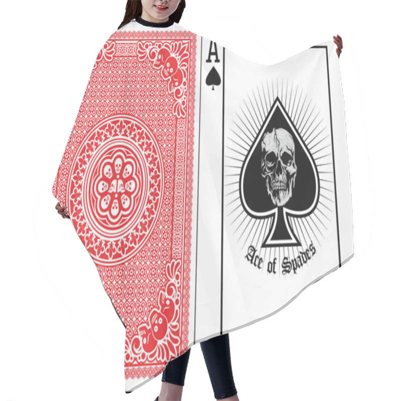 Personality  Playing Card, Ace Of Spades With Skull Hair Cutting Cape