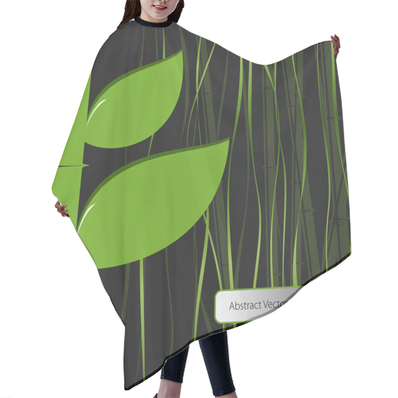 Personality  Green Leaves Bamboo. Vector Illustration. Hair Cutting Cape