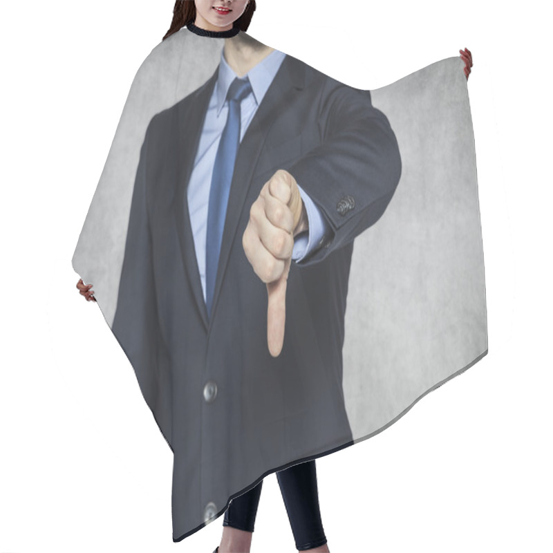 Personality  Businessman Pointing Thumbs Down Hair Cutting Cape