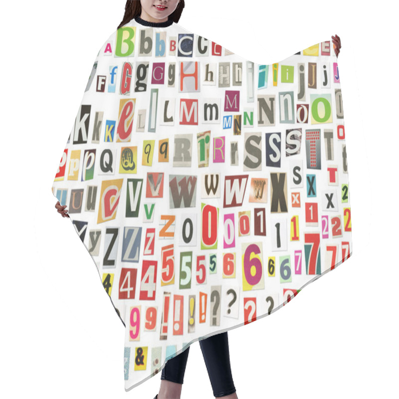 Personality  Newspaper Alphabet Hair Cutting Cape