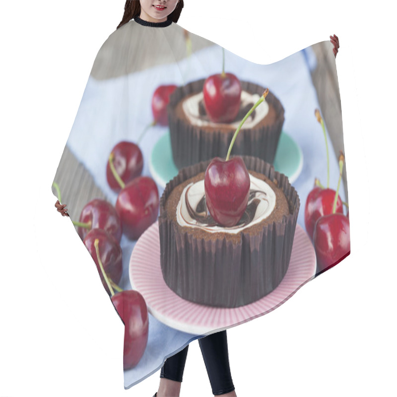 Personality  Chocolate Dessert With Cherries Hair Cutting Cape