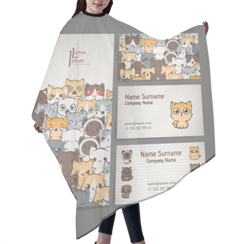 Personality  Card Templates With Cartoon Cats And Dogs  Hair Cutting Cape