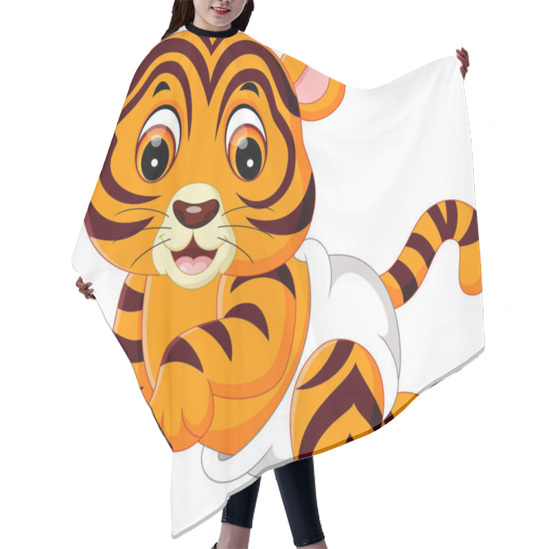 Personality  Illustration Of Cute Baby Tiger Hair Cutting Cape