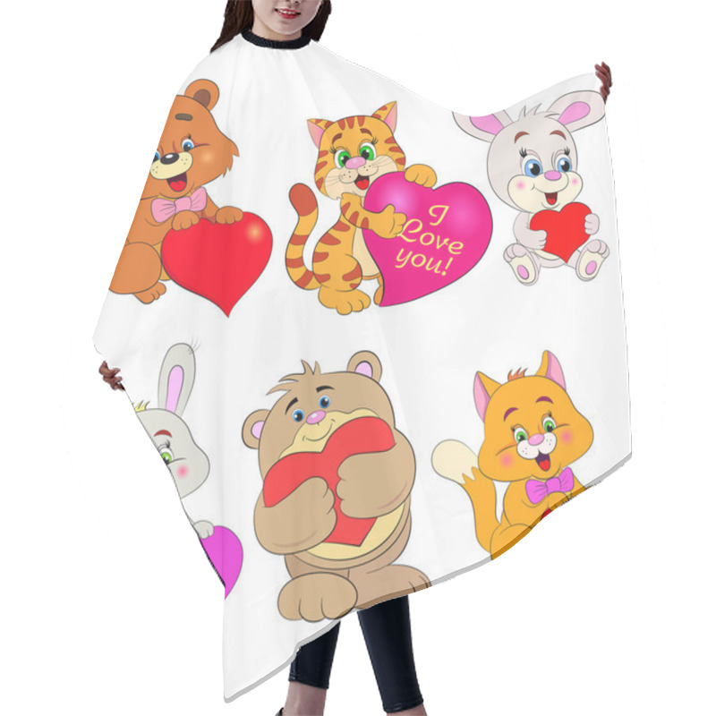 Personality  Cartoon  Animals With Hearts Hair Cutting Cape