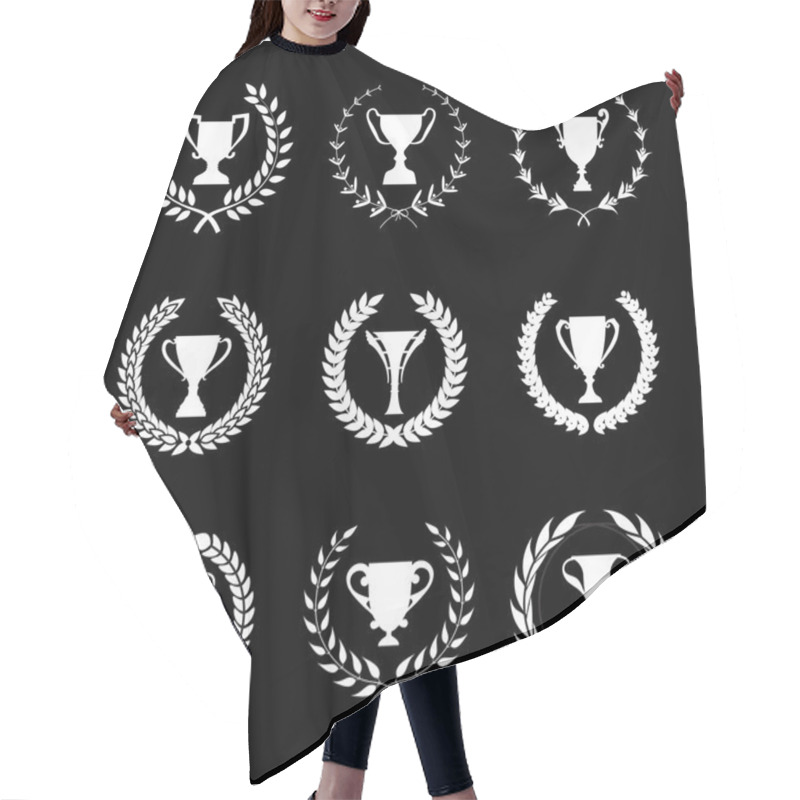 Personality  Winner Trophy Cup Silhouette Hair Cutting Cape