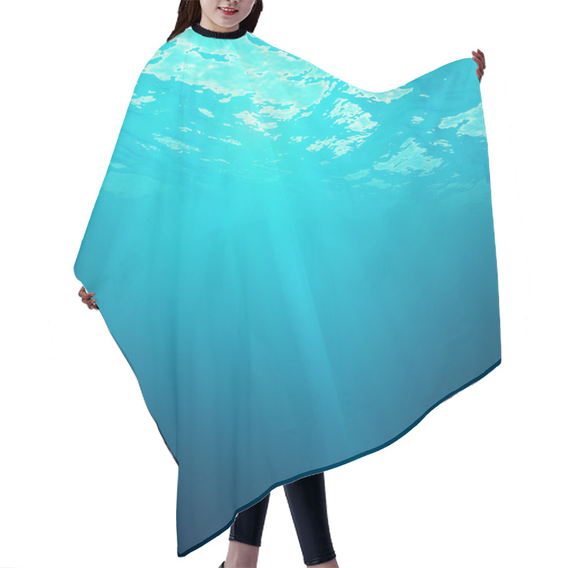 Personality  Underwater View Of The Sea Surface With Light Rays. 3d Illustration Hair Cutting Cape