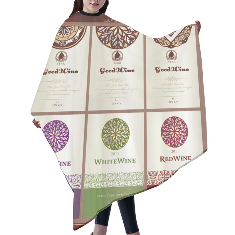 Personality  Collection Of Wine Labels Hair Cutting Cape