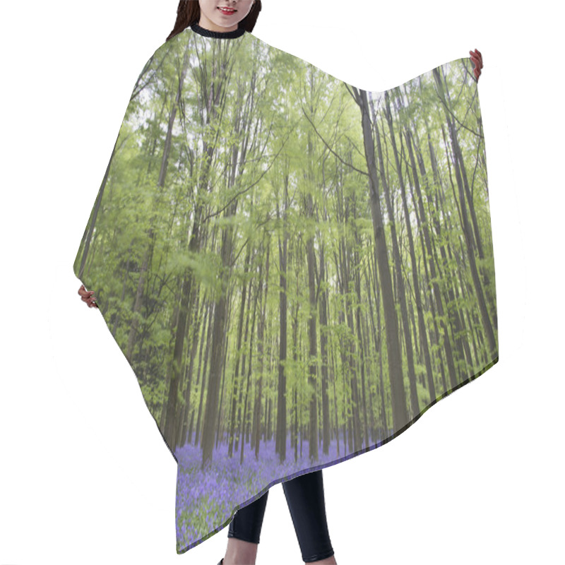 Personality  Vibrant Bluebell Carpet Spring Forest Landscape Hair Cutting Cape