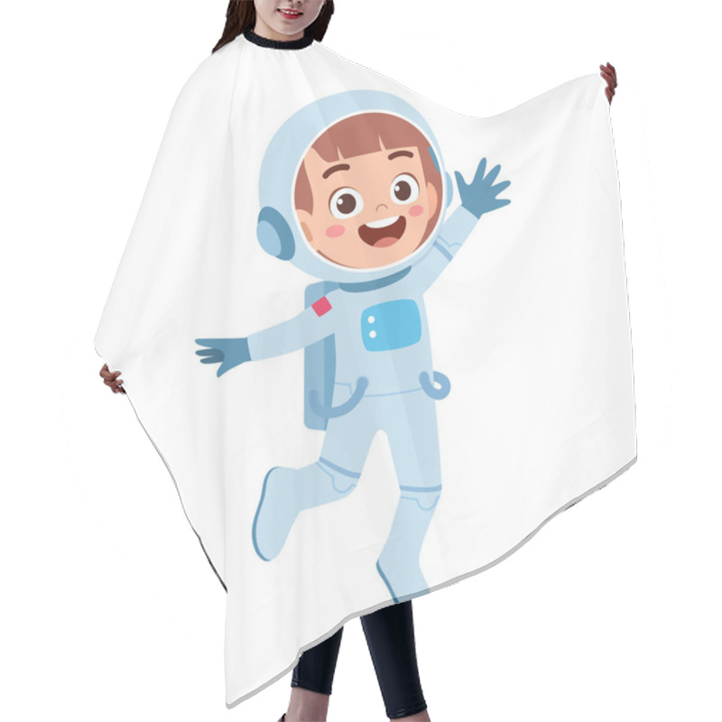 Personality  Little Kid Wear Astronaut Costume And Feel Happy Hair Cutting Cape