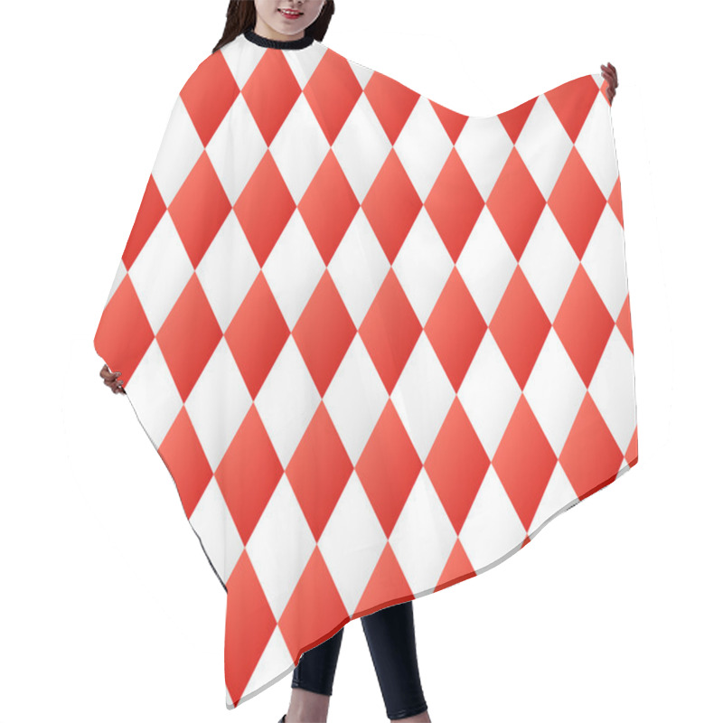 Personality  Seamless Diamond Pattern In Red And White  Hair Cutting Cape