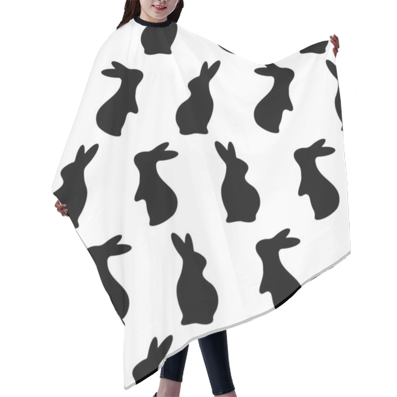 Personality  Vector Easter Rabbits Pattern. Bunny, Hare Silhouette In Different Positions. Baby Party Greeting Layout, Border. Textile, T Shirt Print Hair Cutting Cape