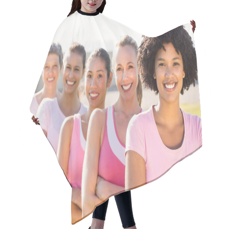 Personality  Smiling Women  With Arms Crossed Hair Cutting Cape