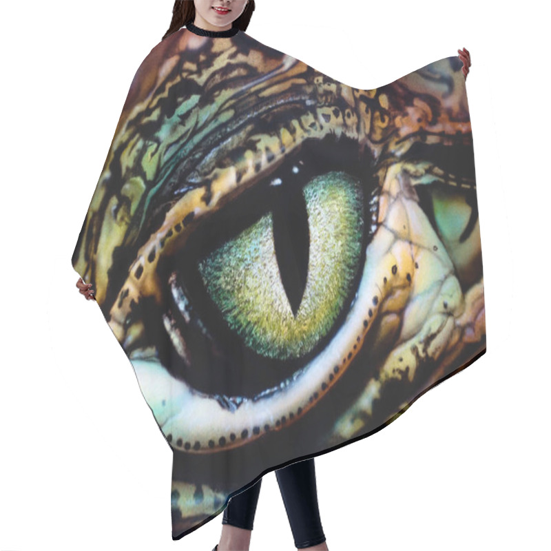 Personality  The Eye Of A Lizard. Airbrush Painting. Hand Drawing Hair Cutting Cape