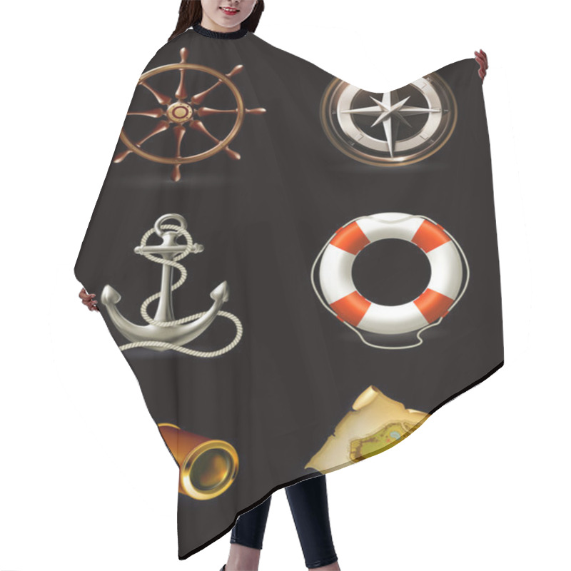 Personality  Marine Set On Black, High Quality Icons Hair Cutting Cape